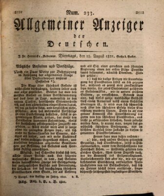 Allgemeiner Anzeiger der Deutschen Dienstag 28. August 1821