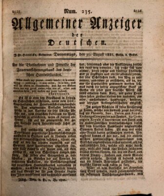 Allgemeiner Anzeiger der Deutschen Donnerstag 30. August 1821