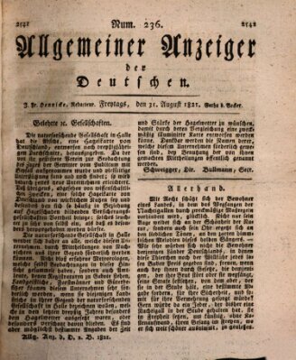 Allgemeiner Anzeiger der Deutschen Freitag 31. August 1821