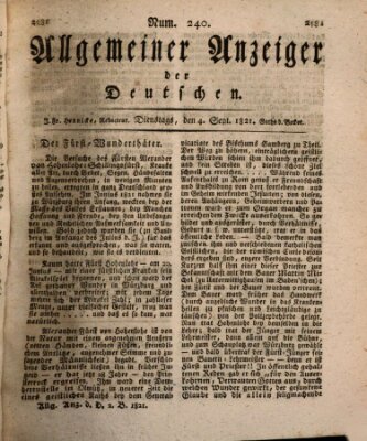 Allgemeiner Anzeiger der Deutschen Dienstag 4. September 1821