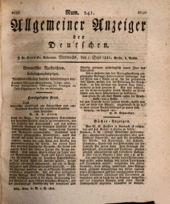 Allgemeiner Anzeiger der Deutschen Mittwoch 5. September 1821