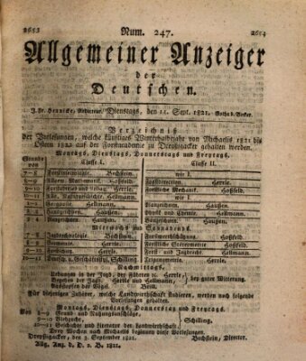 Allgemeiner Anzeiger der Deutschen Dienstag 11. September 1821