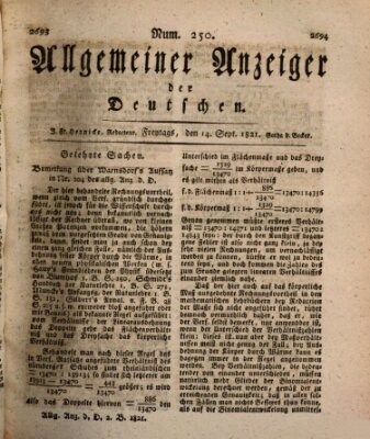 Allgemeiner Anzeiger der Deutschen Freitag 14. September 1821