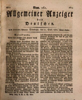 Allgemeiner Anzeiger der Deutschen Dienstag 25. September 1821