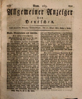 Allgemeiner Anzeiger der Deutschen Donnerstag 27. September 1821