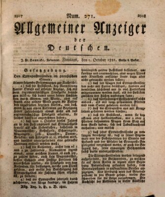 Allgemeiner Anzeiger der Deutschen Freitag 5. Oktober 1821