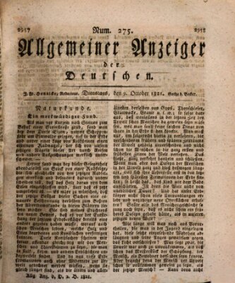 Allgemeiner Anzeiger der Deutschen Dienstag 9. Oktober 1821