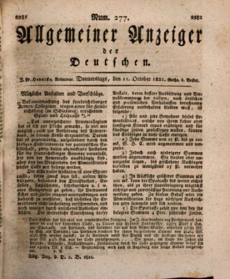 Allgemeiner Anzeiger der Deutschen Donnerstag 11. Oktober 1821