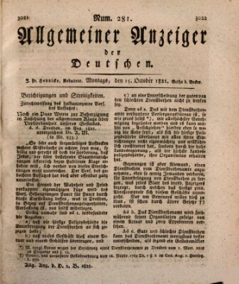 Allgemeiner Anzeiger der Deutschen Montag 15. Oktober 1821