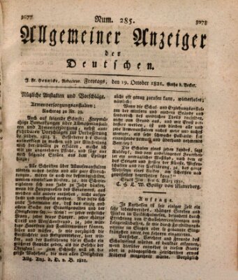 Allgemeiner Anzeiger der Deutschen Freitag 19. Oktober 1821