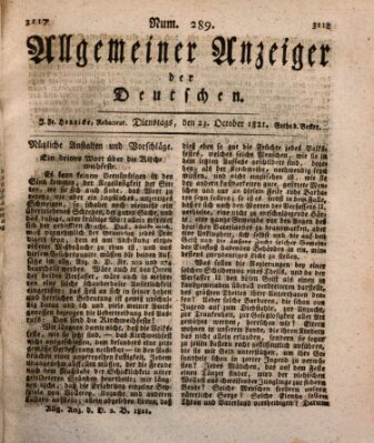 Allgemeiner Anzeiger der Deutschen Dienstag 23. Oktober 1821