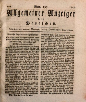 Allgemeiner Anzeiger der Deutschen Montag 29. Oktober 1821