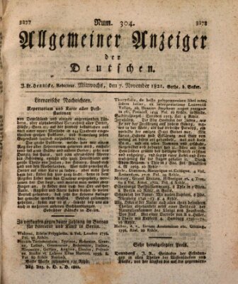 Allgemeiner Anzeiger der Deutschen Mittwoch 7. November 1821