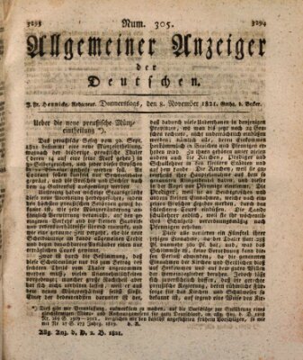 Allgemeiner Anzeiger der Deutschen Donnerstag 8. November 1821