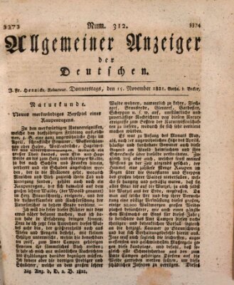 Allgemeiner Anzeiger der Deutschen Donnerstag 15. November 1821