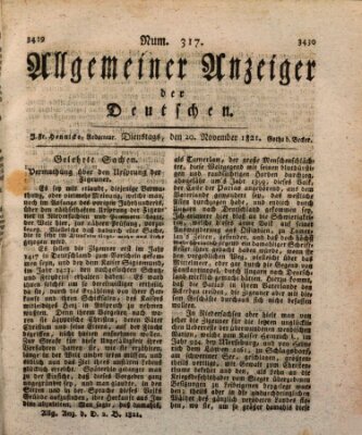 Allgemeiner Anzeiger der Deutschen Dienstag 20. November 1821