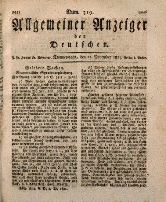 Allgemeiner Anzeiger der Deutschen Donnerstag 22. November 1821