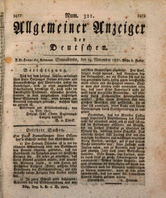 Allgemeiner Anzeiger der Deutschen Samstag 24. November 1821