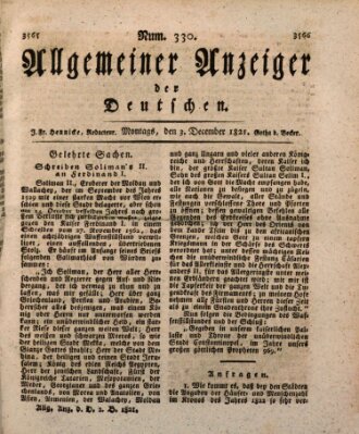 Allgemeiner Anzeiger der Deutschen Montag 3. Dezember 1821