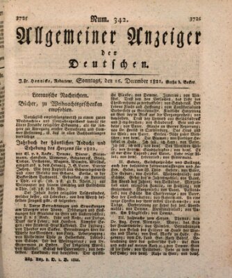 Allgemeiner Anzeiger der Deutschen Sonntag 16. Dezember 1821