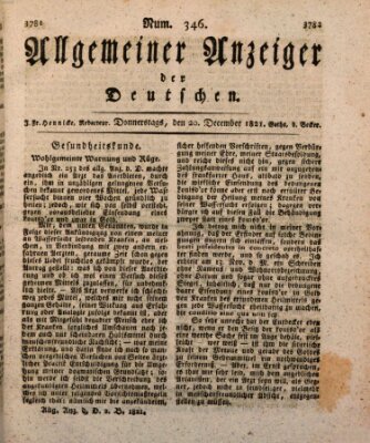 Allgemeiner Anzeiger der Deutschen Donnerstag 20. Dezember 1821