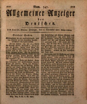 Allgemeiner Anzeiger der Deutschen Freitag 21. Dezember 1821