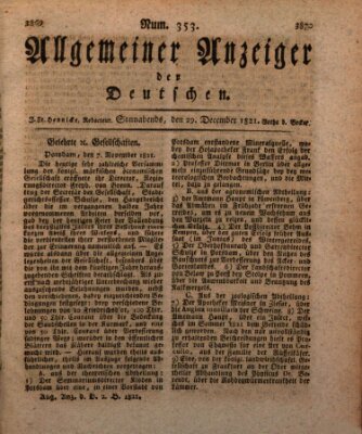 Allgemeiner Anzeiger der Deutschen Samstag 29. Dezember 1821