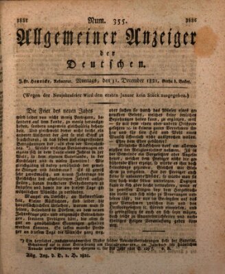 Allgemeiner Anzeiger der Deutschen Montag 31. Dezember 1821