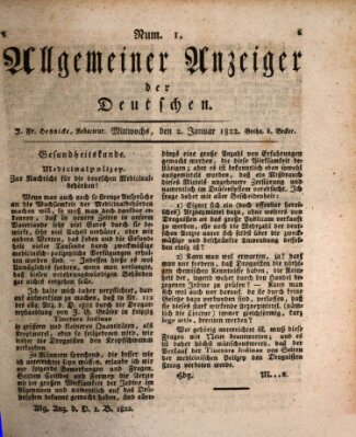 Allgemeiner Anzeiger der Deutschen Mittwoch 2. Januar 1822