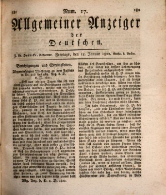 Allgemeiner Anzeiger der Deutschen Freitag 18. Januar 1822