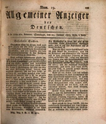 Allgemeiner Anzeiger der Deutschen Sonntag 20. Januar 1822