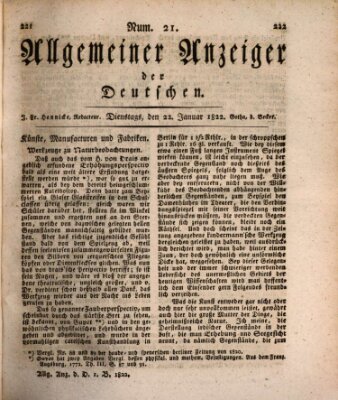 Allgemeiner Anzeiger der Deutschen Dienstag 22. Januar 1822