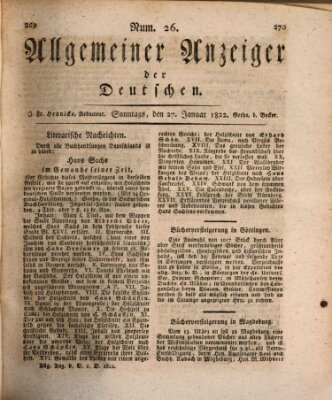 Allgemeiner Anzeiger der Deutschen Sonntag 27. Januar 1822