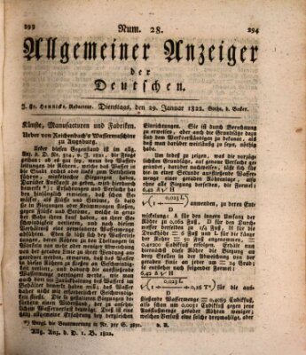 Allgemeiner Anzeiger der Deutschen Dienstag 29. Januar 1822