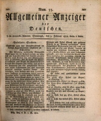 Allgemeiner Anzeiger der Deutschen Sonntag 3. Februar 1822