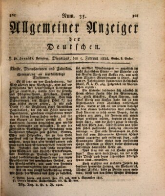 Allgemeiner Anzeiger der Deutschen Dienstag 5. Februar 1822