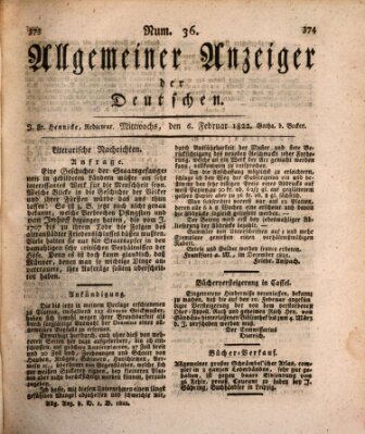 Allgemeiner Anzeiger der Deutschen Mittwoch 6. Februar 1822