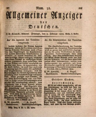 Allgemeiner Anzeiger der Deutschen Freitag 8. Februar 1822