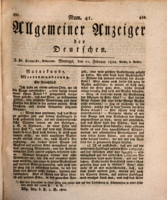 Allgemeiner Anzeiger der Deutschen Montag 11. Februar 1822