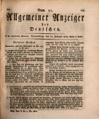 Allgemeiner Anzeiger der Deutschen Donnerstag 21. Februar 1822