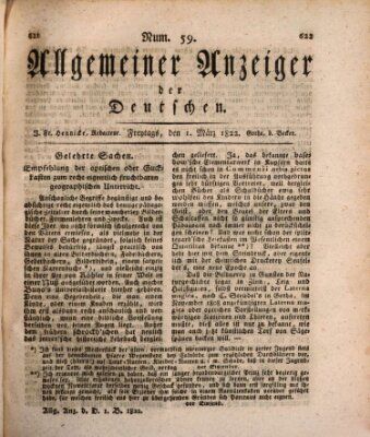 Allgemeiner Anzeiger der Deutschen Freitag 1. März 1822