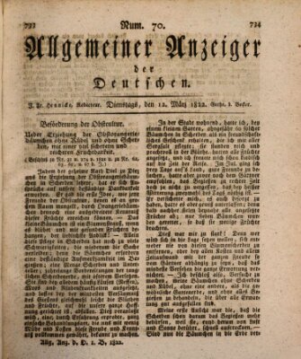 Allgemeiner Anzeiger der Deutschen Dienstag 12. März 1822