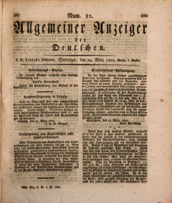 Allgemeiner Anzeiger der Deutschen Sonntag 24. März 1822