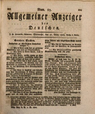 Allgemeiner Anzeiger der Deutschen Mittwoch 27. März 1822