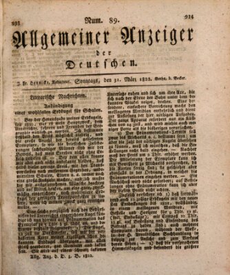 Allgemeiner Anzeiger der Deutschen Sonntag 31. März 1822