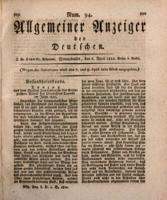 Allgemeiner Anzeiger der Deutschen Samstag 6. April 1822