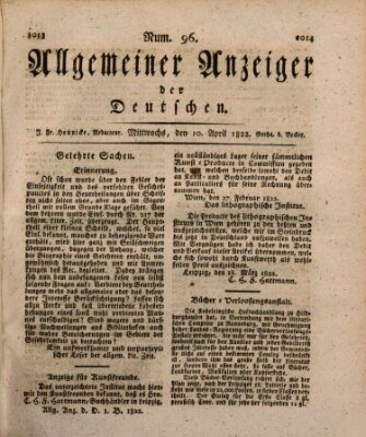 Allgemeiner Anzeiger der Deutschen Mittwoch 10. April 1822