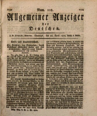 Allgemeiner Anzeiger der Deutschen Montag 22. April 1822