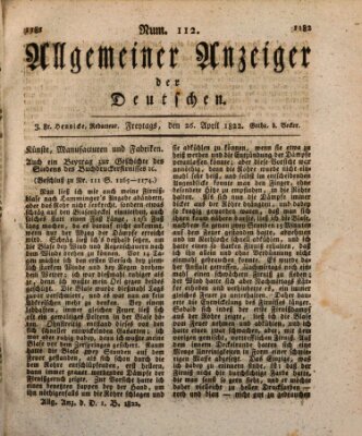 Allgemeiner Anzeiger der Deutschen Freitag 26. April 1822