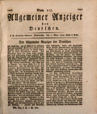 Allgemeiner Anzeiger der Deutschen Mittwoch 1. Mai 1822